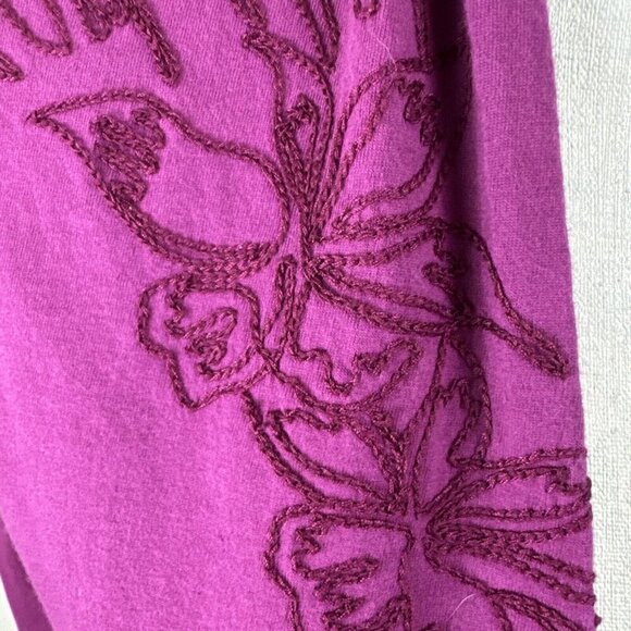 The Territory Ahead Women's M Open Jersey Knit Cardigan Fuchsia Embroidered - Picture 5 of 13